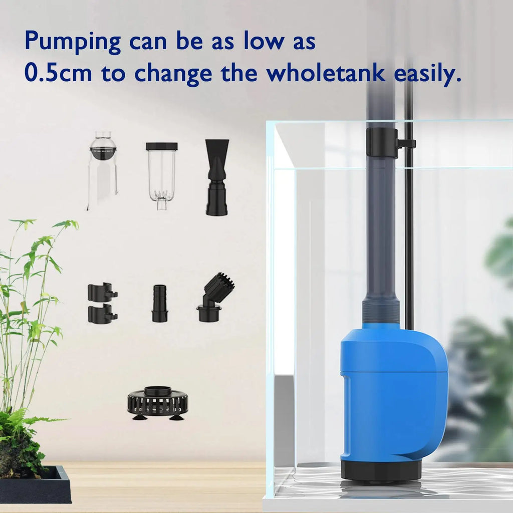 Electric Fish Tank Cleaner Vacuum Aquarium Gravel Cleaner, Automatic Water Changer Kit with 4-Layer Filter, Telescopic Pole for Sand Washing,