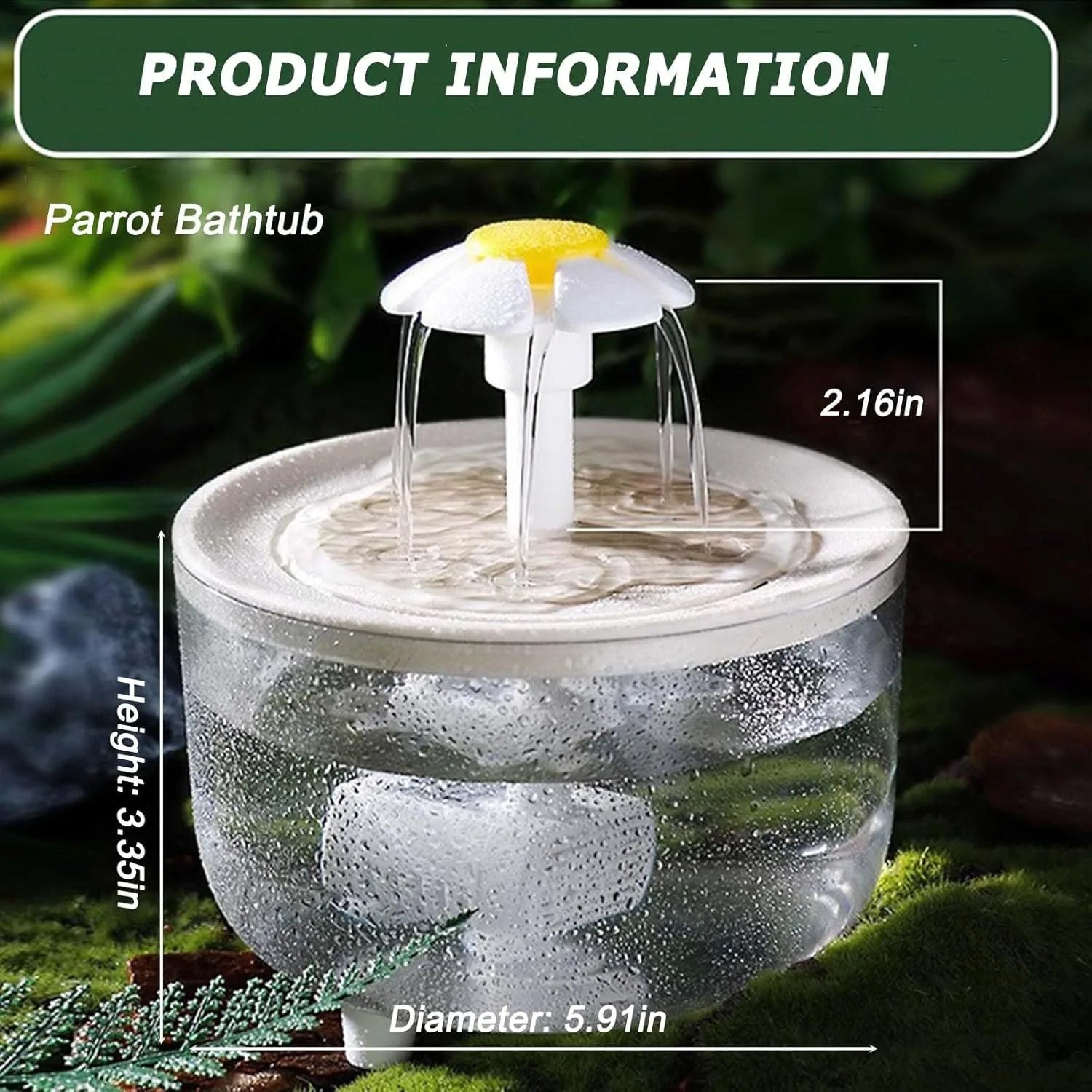 Indoor Bird Bath Fountain Automatic Shower Tub with Filter Pump Easy Clean for Small Medium Birds