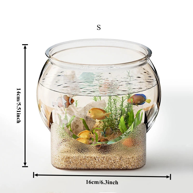 Round and Durable Transparent Aquarium, Drop-Resistant Fish Tank, Suitable for Small Spaces