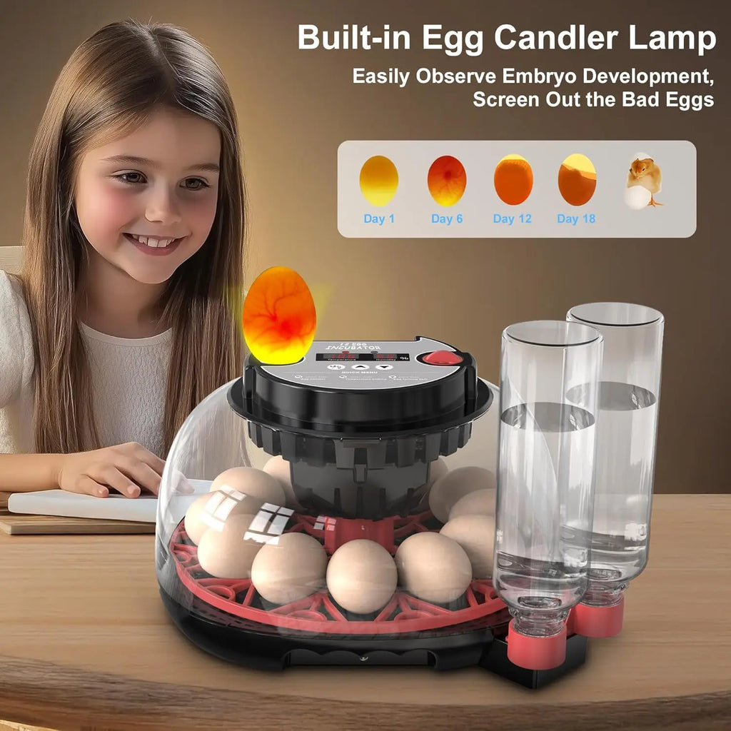 12 Automatic Egg Incubators for Hatching Eggs With Smart Temperature Control, Auto Turner, LED Candling