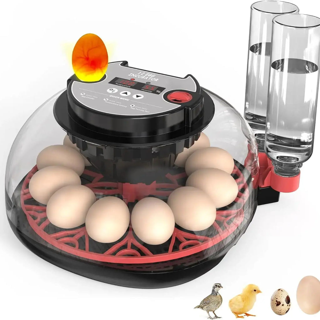 12 Automatic Egg Incubators for Hatching Eggs With Smart Temperature Control, Auto Turner, LED Candling