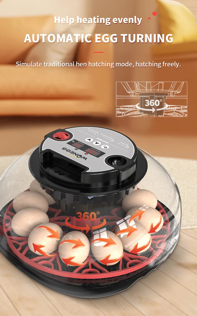 12 Automatic Egg Incubators for Hatching Eggs With Smart Temperature Control, Auto Turner, LED Candling