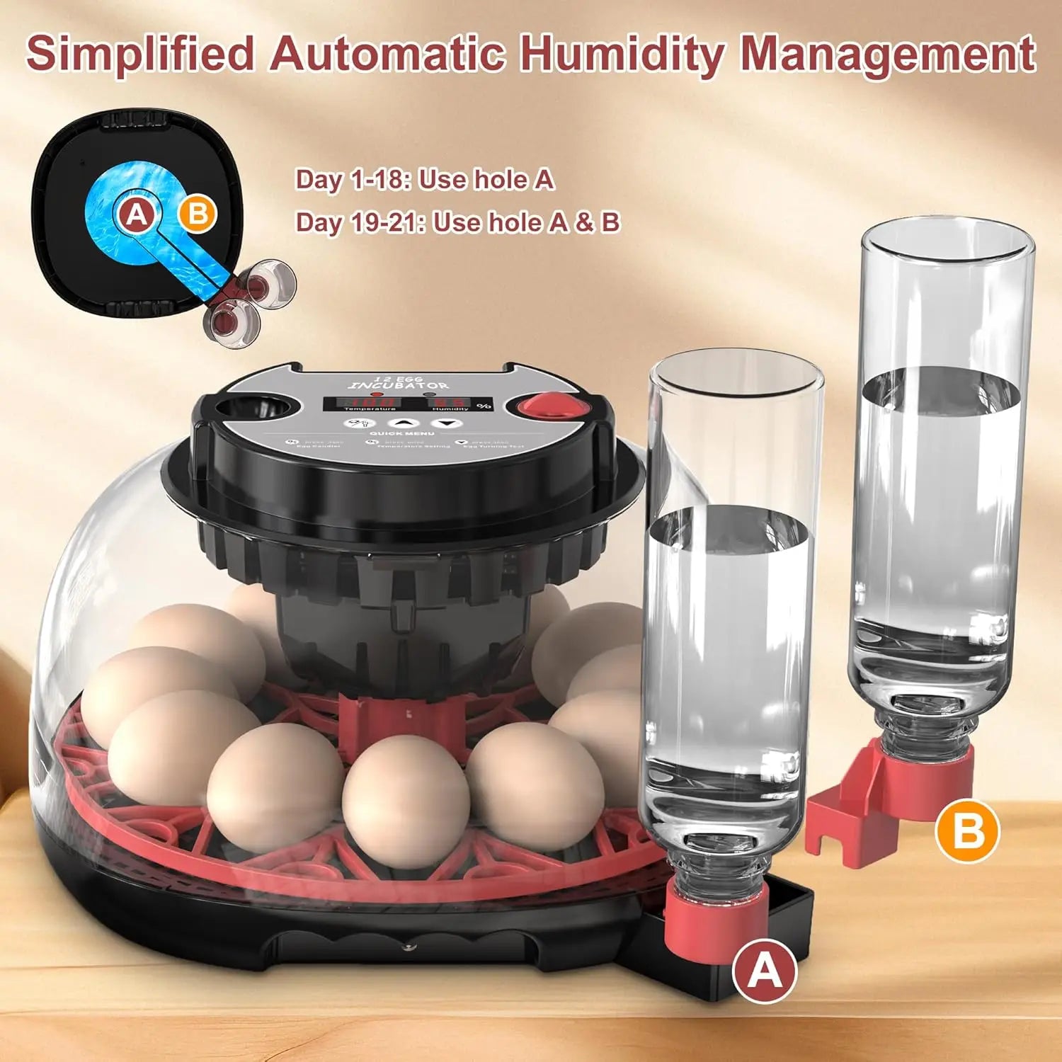 12 Automatic Egg Incubators for Hatching Eggs With Smart Temperature Control, Auto Turner, LED Candling