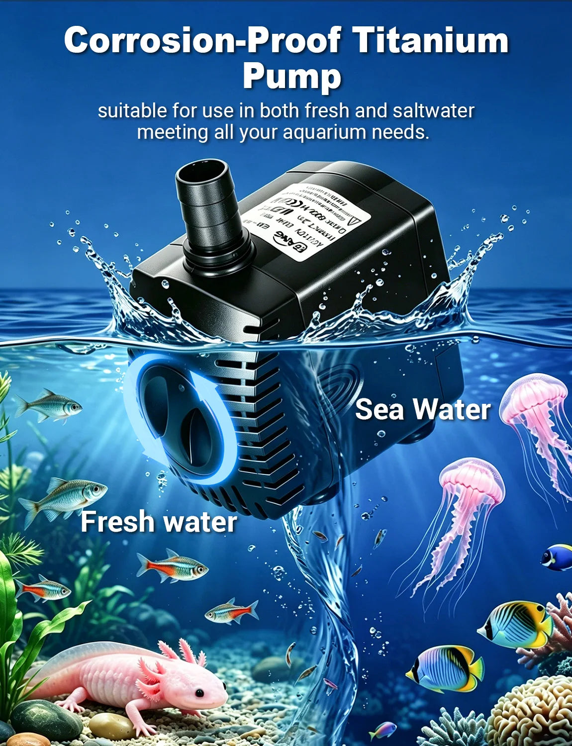 Aquarium Chiller 132gal 500L, 1/2 HP Active Aqua Chiller for Axolotl,Hydroponic System,Sea/Fresh Water,Fish Tank,Water Chiller