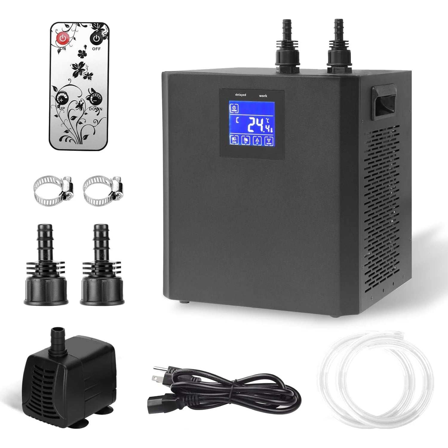 Aquarium Chiller for Fish Tank 79Gal Hydroponic Water Chiller 1/3HP Cooler with Remote Control Pump
