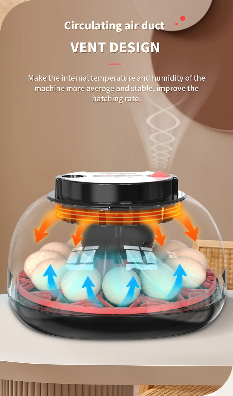 12 Automatic Egg Incubators for Hatching Eggs With Smart Temperature Control, Auto Turner, LED Candling