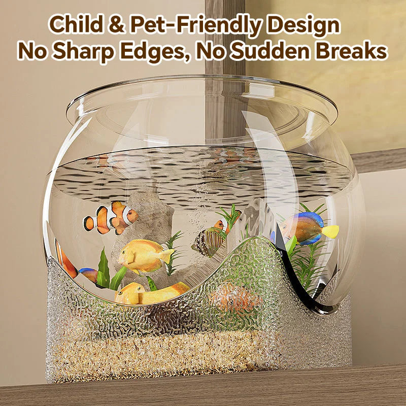Round and Durable Transparent Aquarium, Drop-Resistant Fish Tank, Suitable for Small Spaces