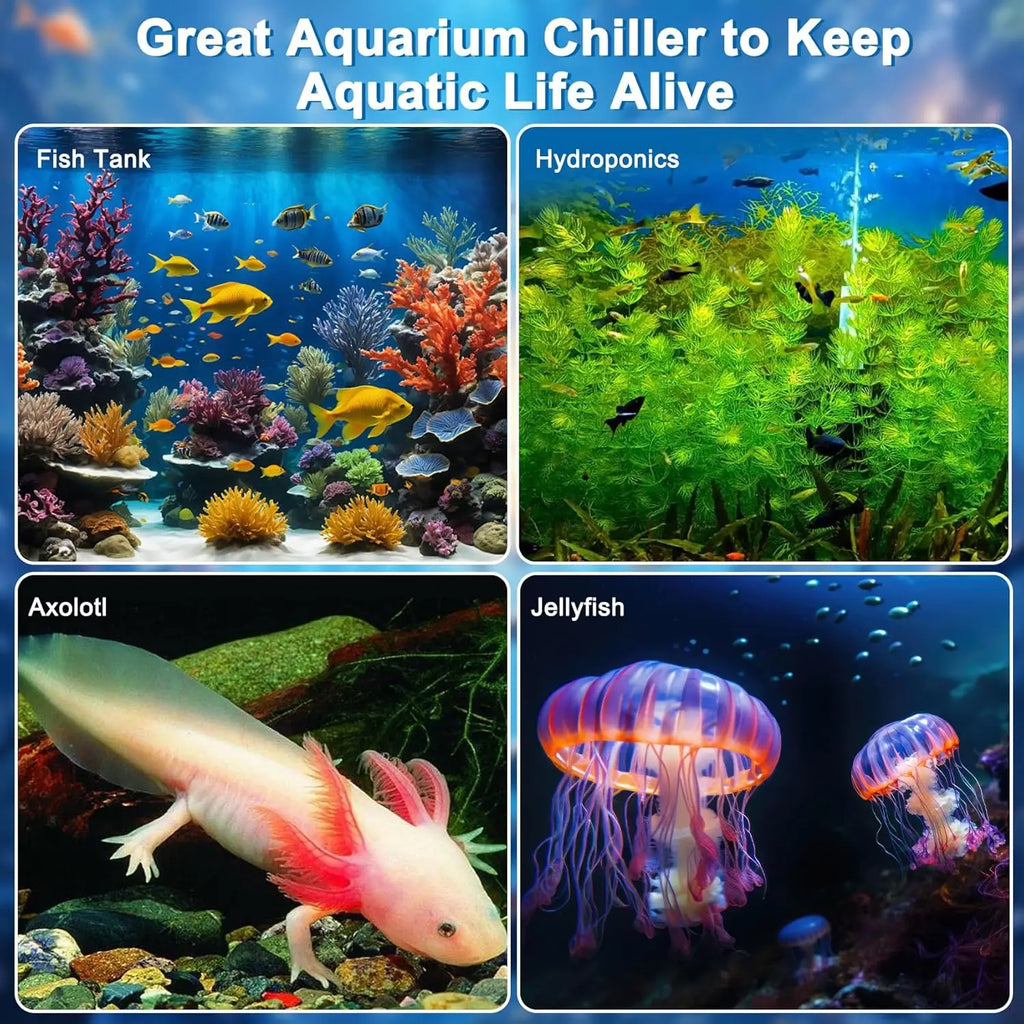 Aquarium Chiller for Fish Tank 79Gal Hydroponic Water Chiller 1/3HP Cooler with Remote Control Pump