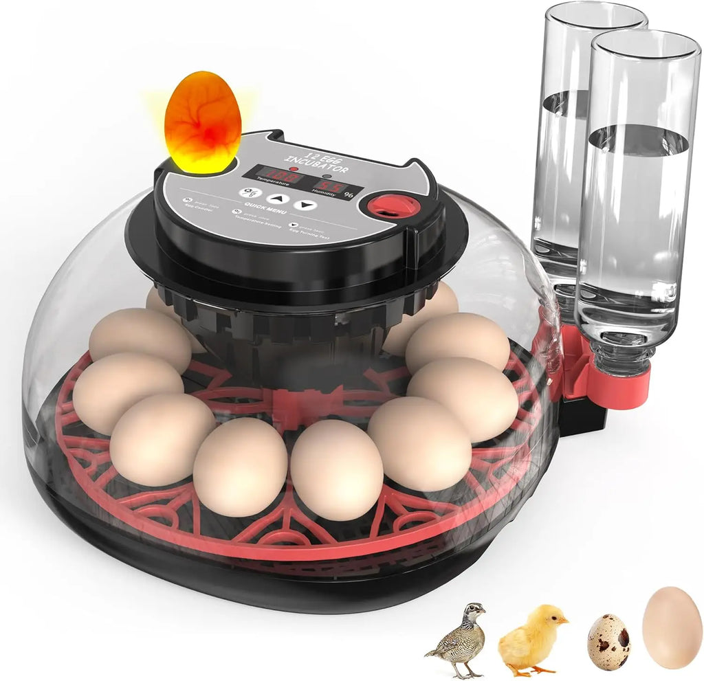 12 Automatic Egg Incubators for Hatching Eggs With Smart Temperature Control, Auto Turner, LED Candling
