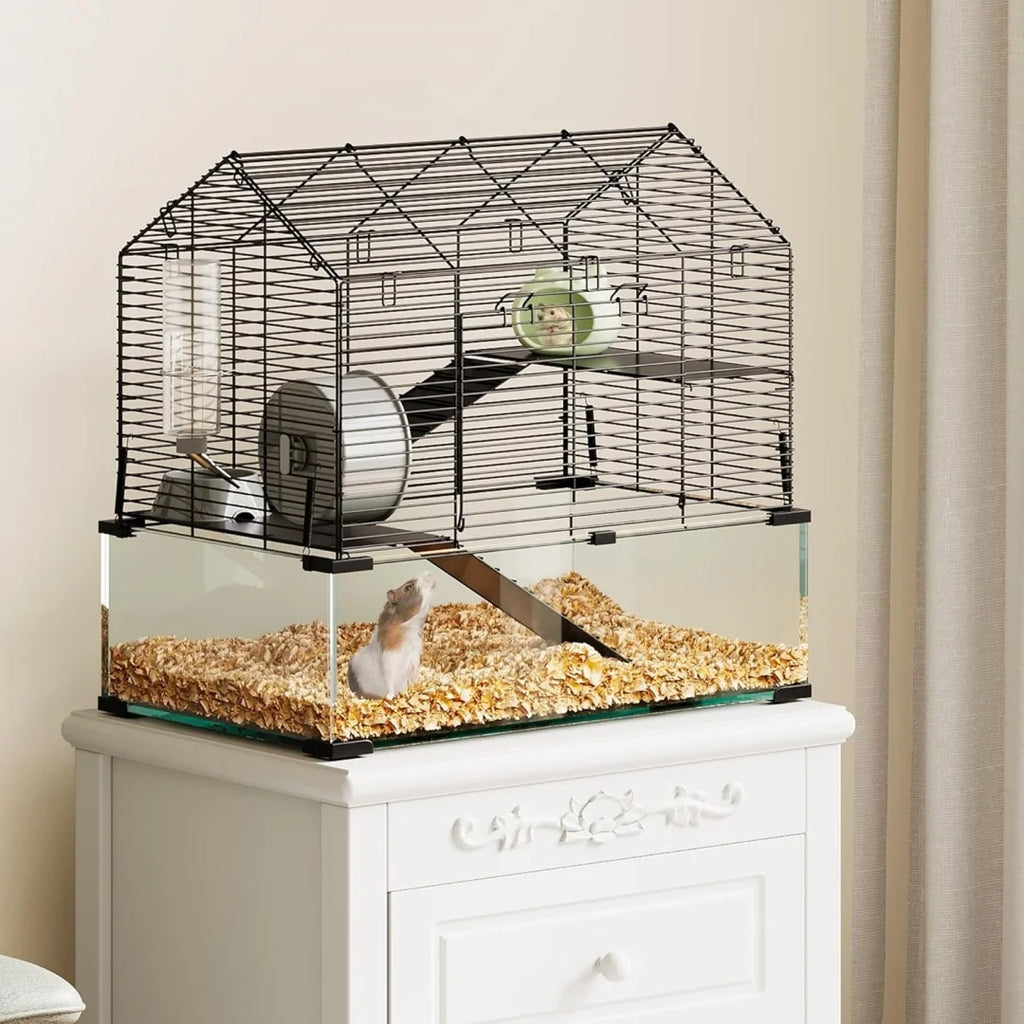 3 Tiers Large Enclosure, Metal Enclosure + Glass Small Animal Cage