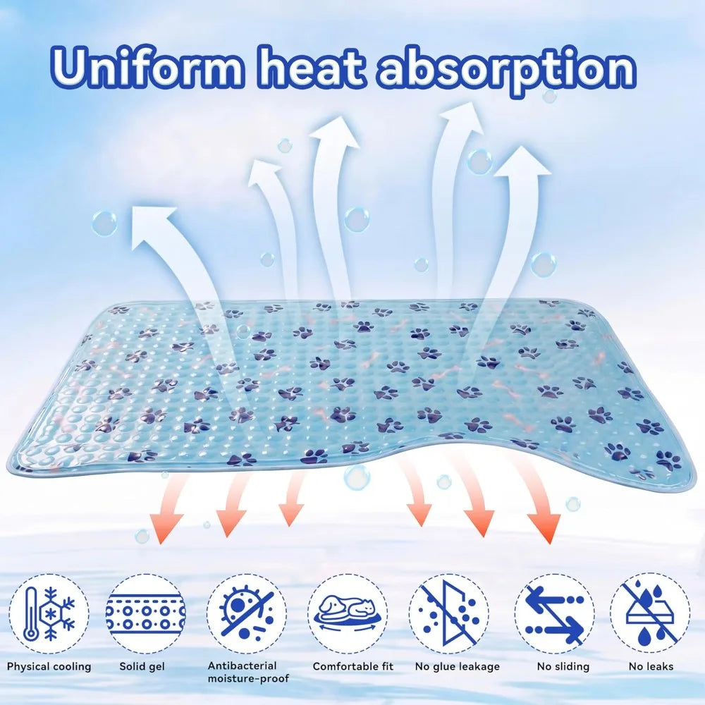 Pet Cooling Gel Mat, 20in Self-Cooling Pad for Small Dogs, Non-Slip Waterproof Durable Mat for Bed, Car, Indoor & Outdoor Use