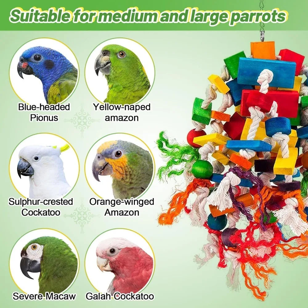 Multicolored Wooden Blocks Tearing Toys for Large Birds