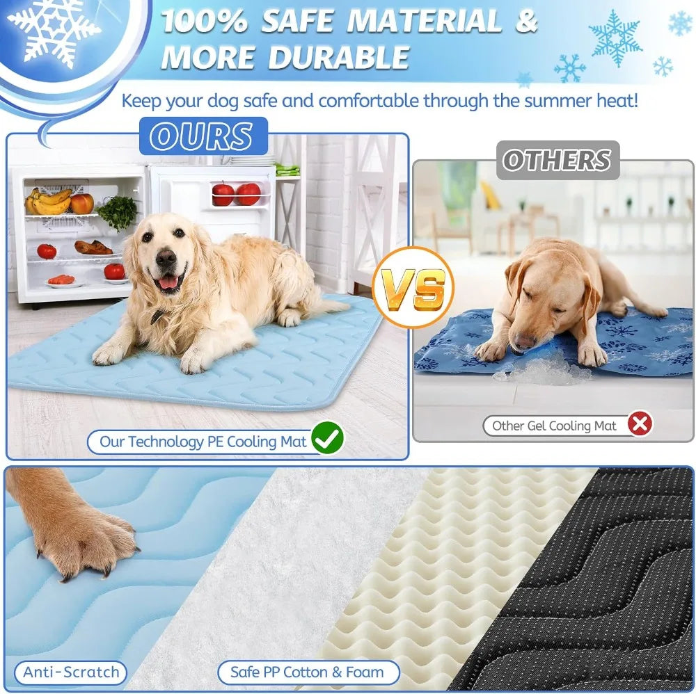 Dog Cooling Mat 36x22in - Self-Cooling, Washable, Non-Slip for Indoor/Outdoor Use