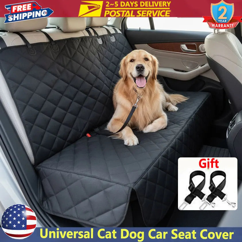 Universal Size Dog Car Seat Cover Waterproof Back Seat Protector Non-Slip with 2 Dog Seat Belts Adjustable Pet Seat Cover
