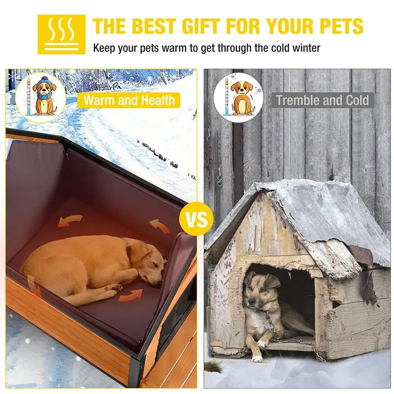 Insulated Dog House with Liner Inside| Iron Frame - Medium 32.9"(L) x 45" (W) x 32.6"(H)