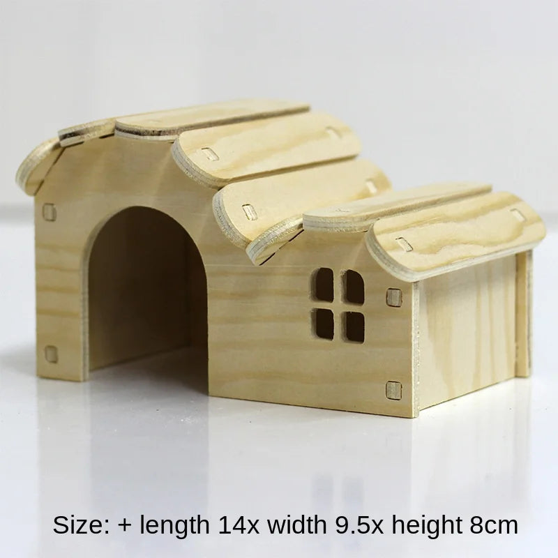 Hamster Toys Small Houses Wooden Furniture Running Wheels Villas Swings Wooden Nests Bite Resistant