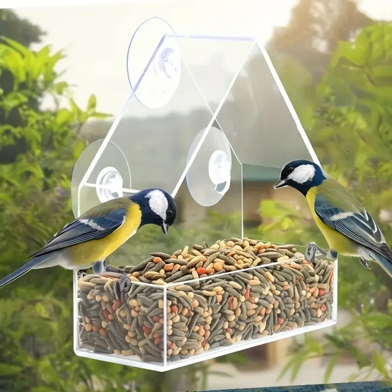 Transparent Bird Feeder Birds House for Outdoor Window with Strong Suction Cups for Wild Birds