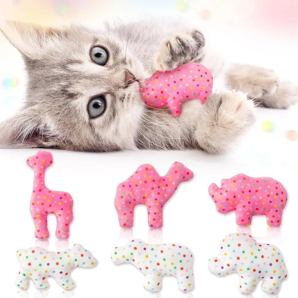 6Pcs Frosted Animal Cookie Catnip Crinkle Paper Sound Toys