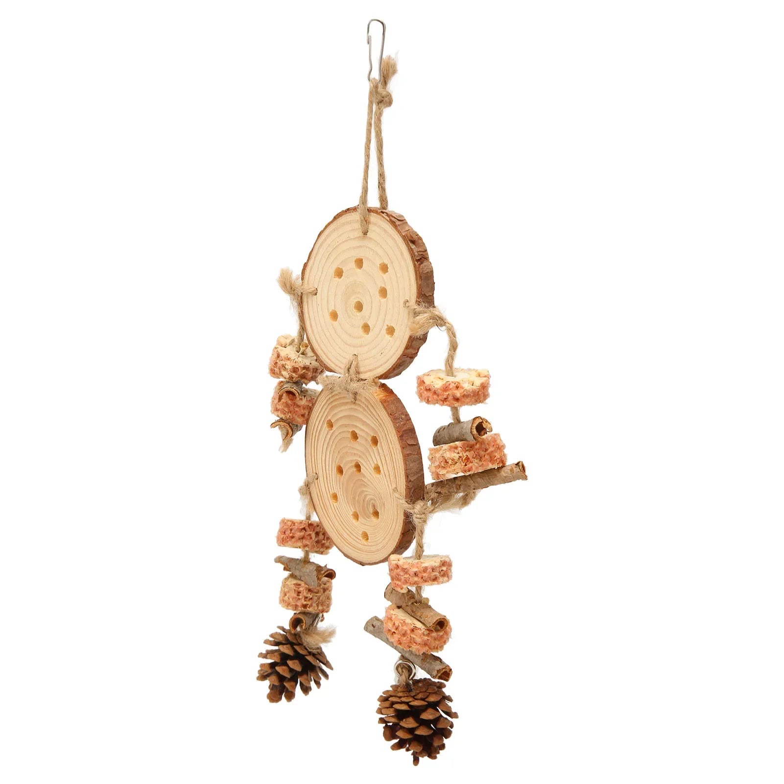 Bird Chewing Toys Puzzle Wooden Corks Logs Pine Cones Corn Cobs Barks