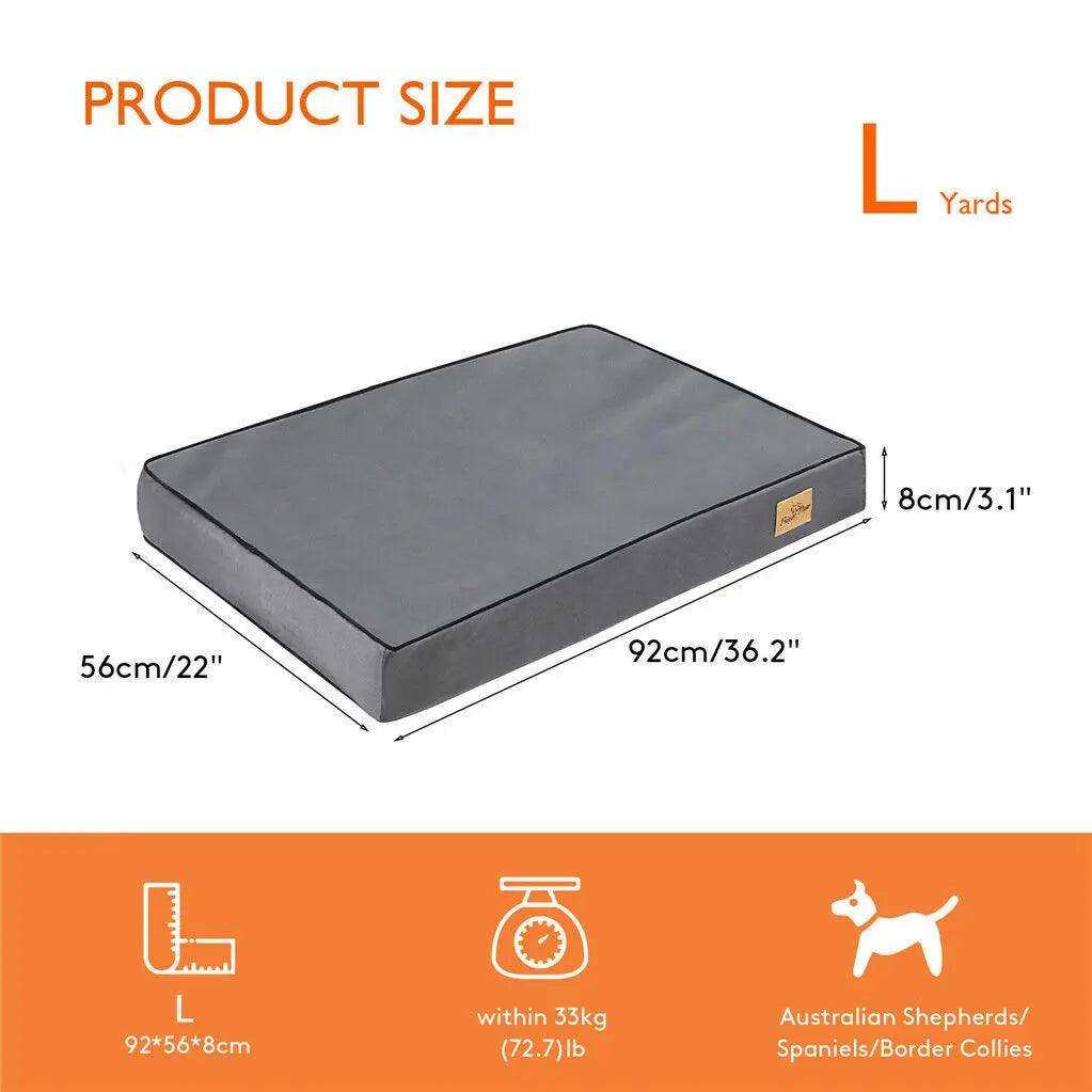 Dog Bed Jumbo Pet Orthopedic Bed Memory Foam Base Crate Mattress Cushion with Washable Cover Waterproof