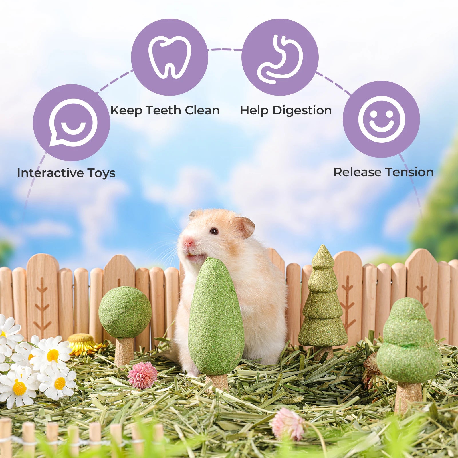 Natural Edible Guinea Pig/Rabbit Treats, Small Pet Dental Health Toys