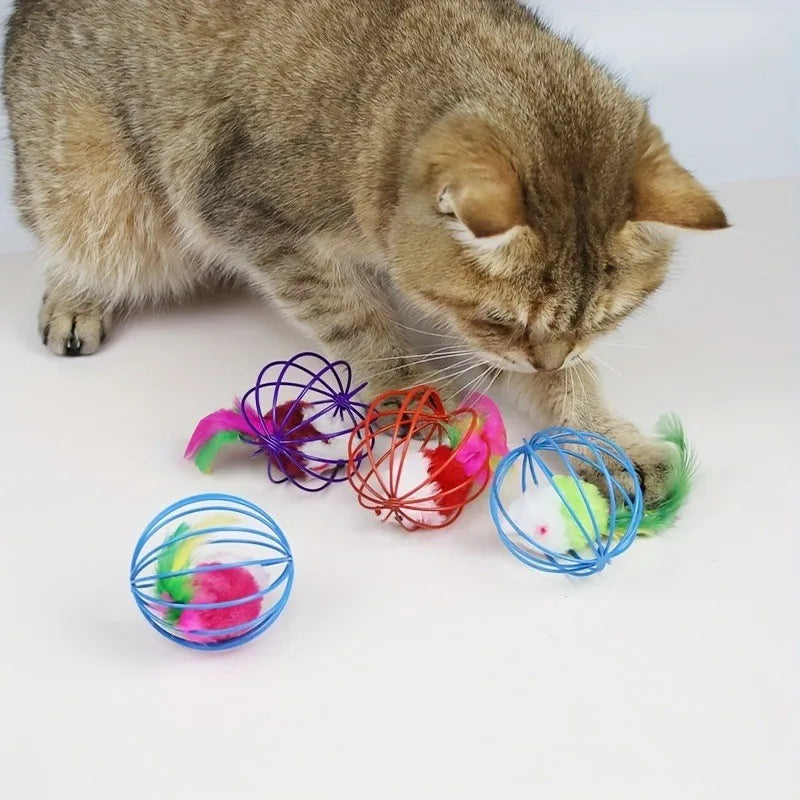 Self Amusement Cat Toys, 6x6cm Interactive with Catnip for Indoor Fun, Stimulating Play