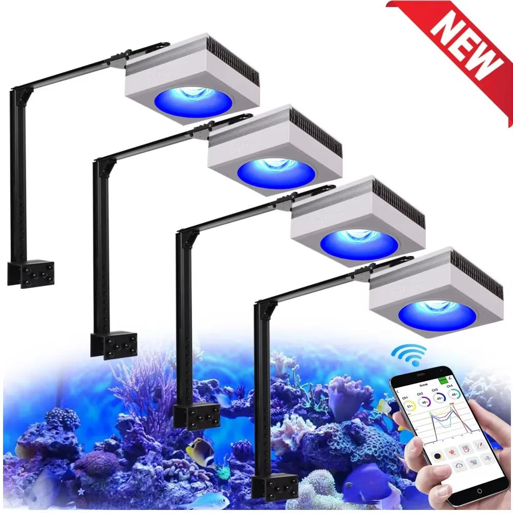 RL90 WiFi Led Aquarium Light Full Spectrum, Reef Light Aquarium Saltwater Coral Growing Marine Aquarium Tank Lamp