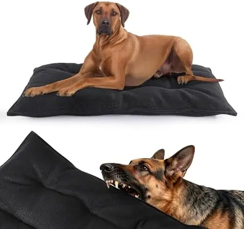 Indestructible Dog Bed for Aggressive Chewers - Chew-Proof, Washable Crate Pad, Small 17x23 in, Black