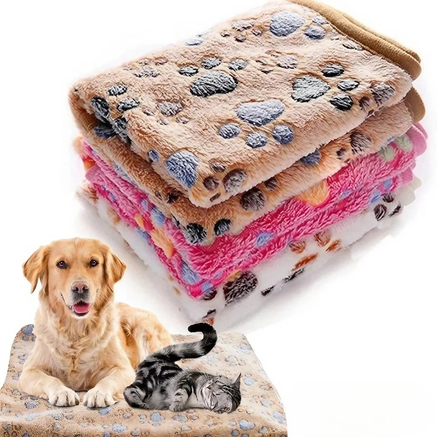 Soft Fluffy Warm High Quality Pet Blanket Cute Cartoon Pattern for Cat Dogs