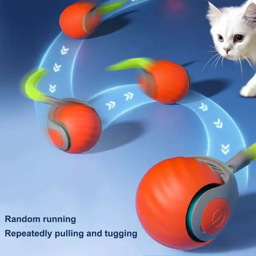 Automatic Moving Cat Toy Ball, USB Rechargeable Speedy Tail Interactive Ball
