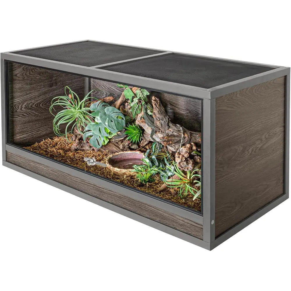 48x24x24 Insulated Wooden Reptile Enclosure, 120 Gallon, Sliding Door & Vent, Ideal for Bearded Dragons, Ball Pythons, and Gecko