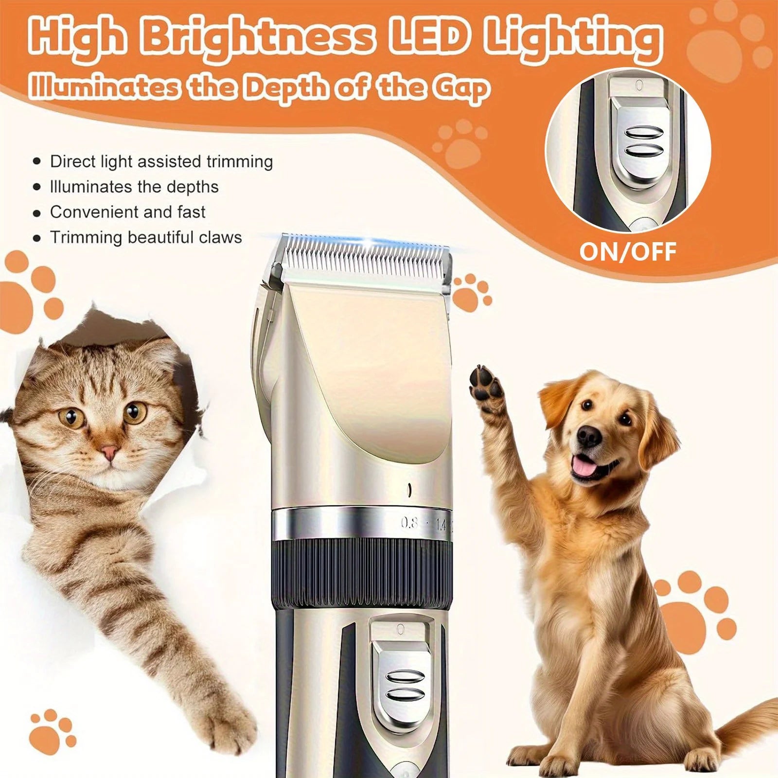 Wireless Electric Pet Grooming Kit: Low-Noise Hair Trimmer – For Cats & Small-to-Medium Dogs