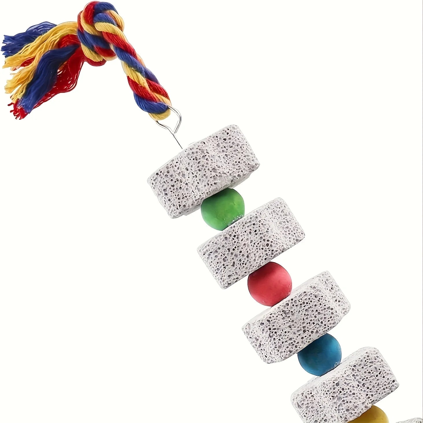 1PC Large Chicken Bite Toy with Colored Calcium Stones and Bells - Chewable Rope and Stone Grinder Toys for Chickens, Parrots