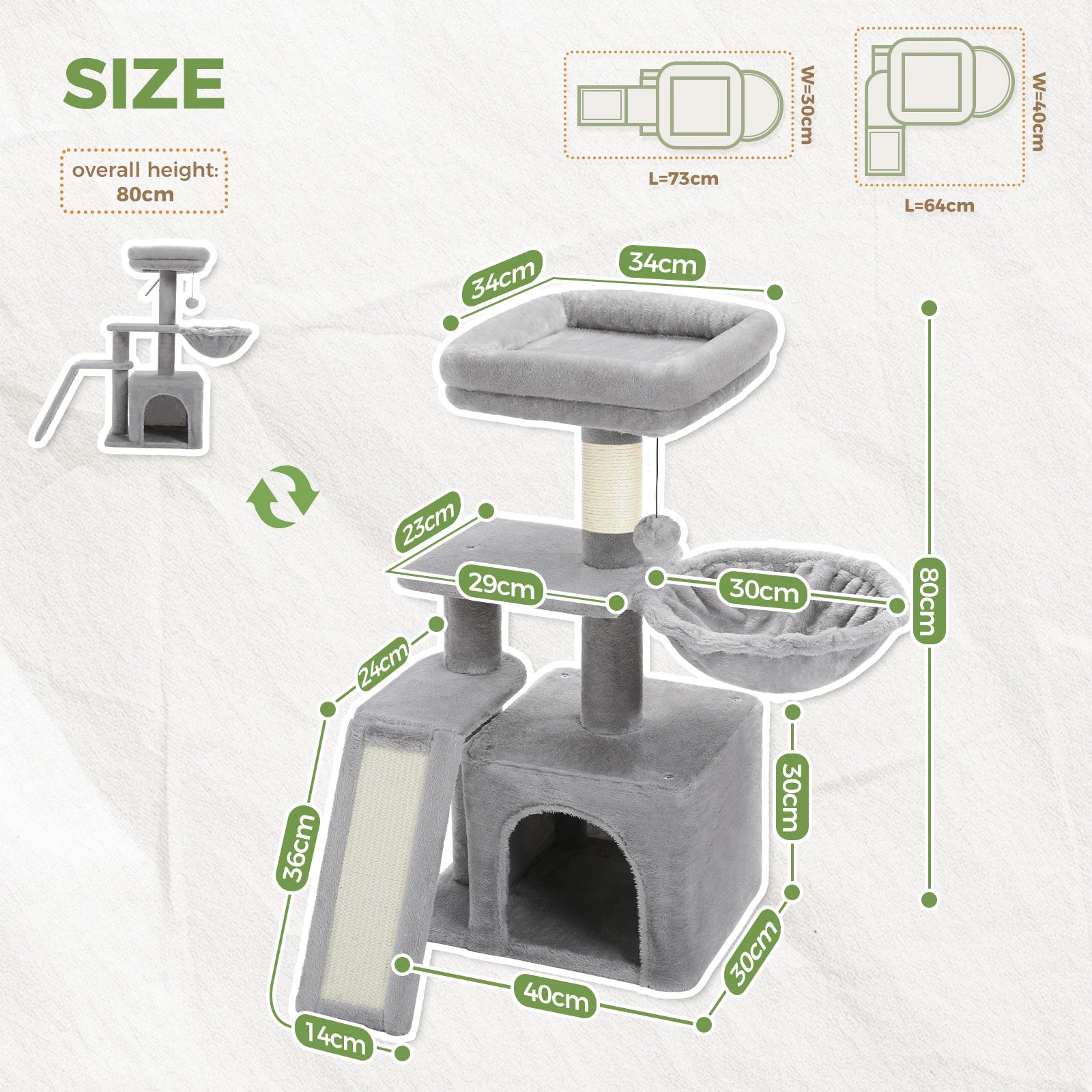 Cat tree Cat Tower for Indoor Cats 2 Styles Cat Activity Tree with Cat Scratching Posts Big Hammock and Removable Top Perch