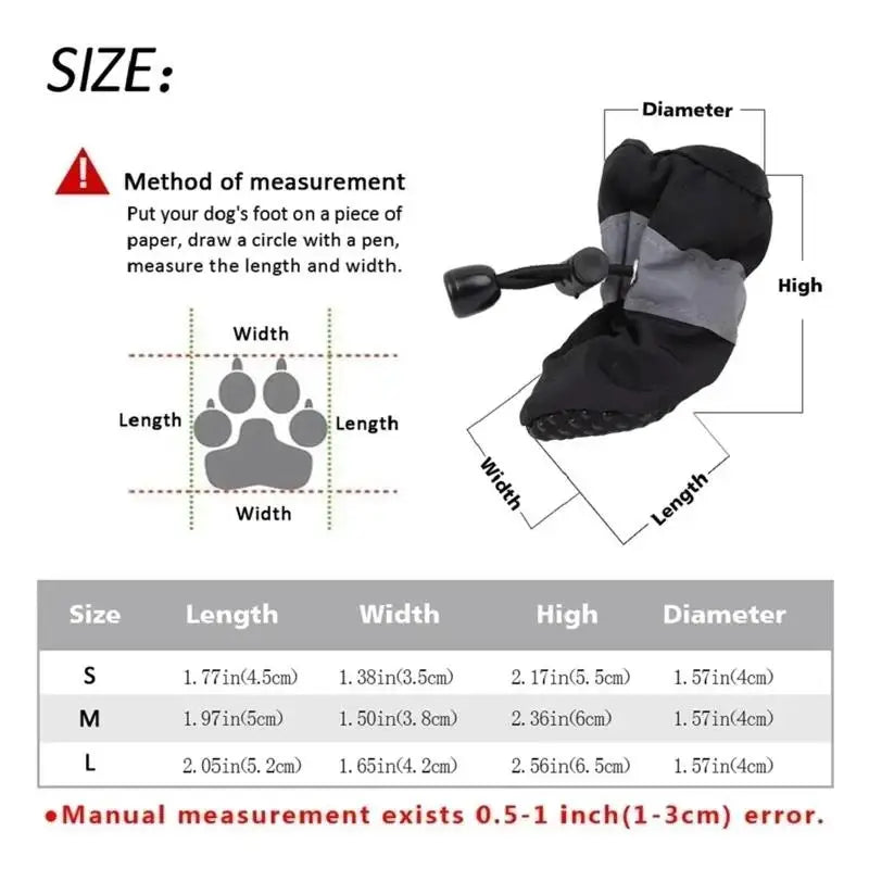 4 pcs Waterproof Boots Anti-Slip Rain Snow Thick Warm for Small Cats Dogs and Puppies