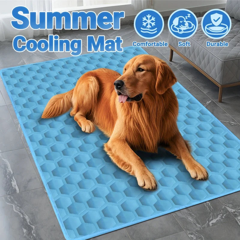 Cooling Mat Summer Washable Portable Pet Cooling Pad for Dogs Cat Ice Silk Blanket Breathable Sleeping Mat