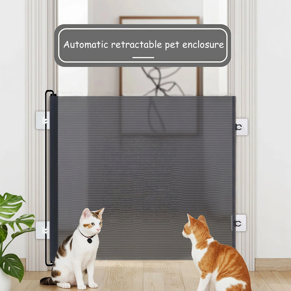 Automatic Extendable Pet Gate Barrier Anti Jump Fence for Dogs Cats with Anti Escape Door Stoppers