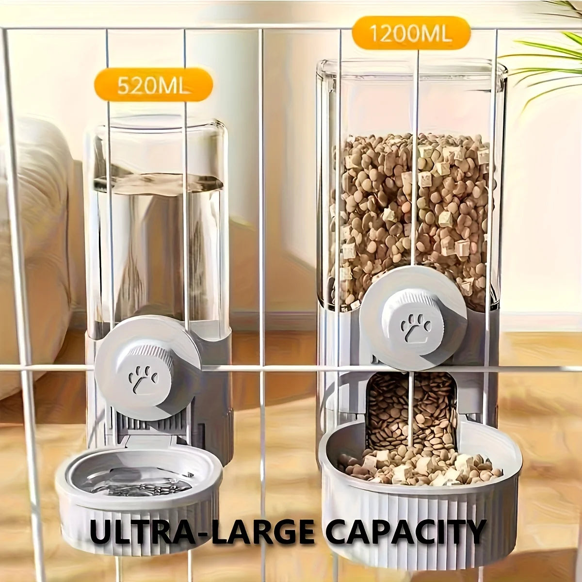 Automatic hanging pet water dispenser, gravity flow design, multi bowl cat, dog, and rabbit feeder