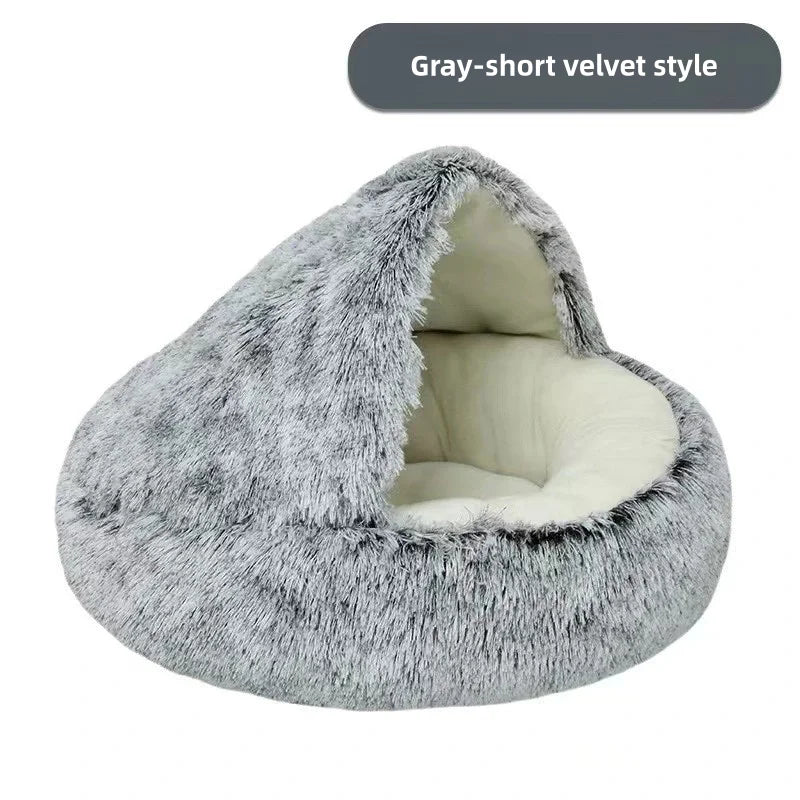 Autumn and Winter soft plush pet bed nest semi-enclosed