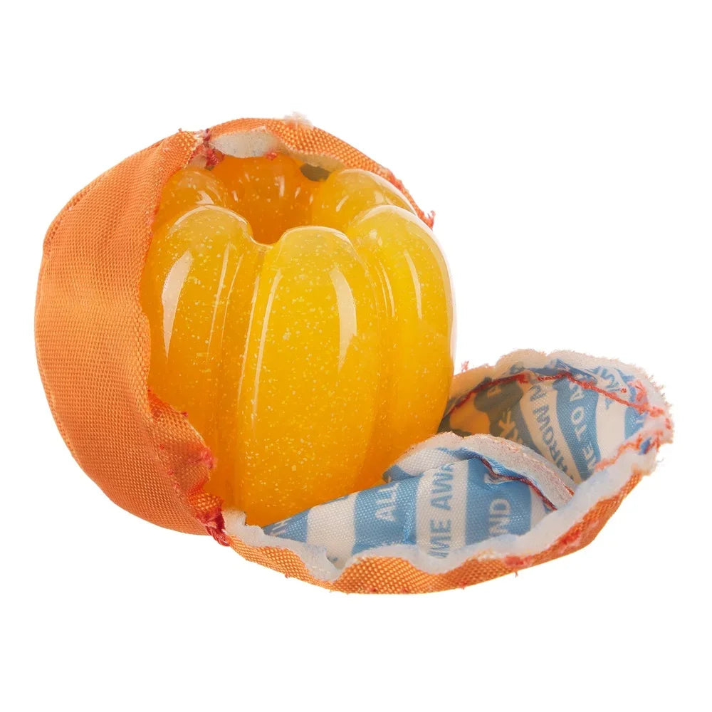 Orange Crush Super Chewer Dog Toy Rip Reveal Treat Holder Plush Rubber Durable Chewable Fun Interactive Medium Dogs