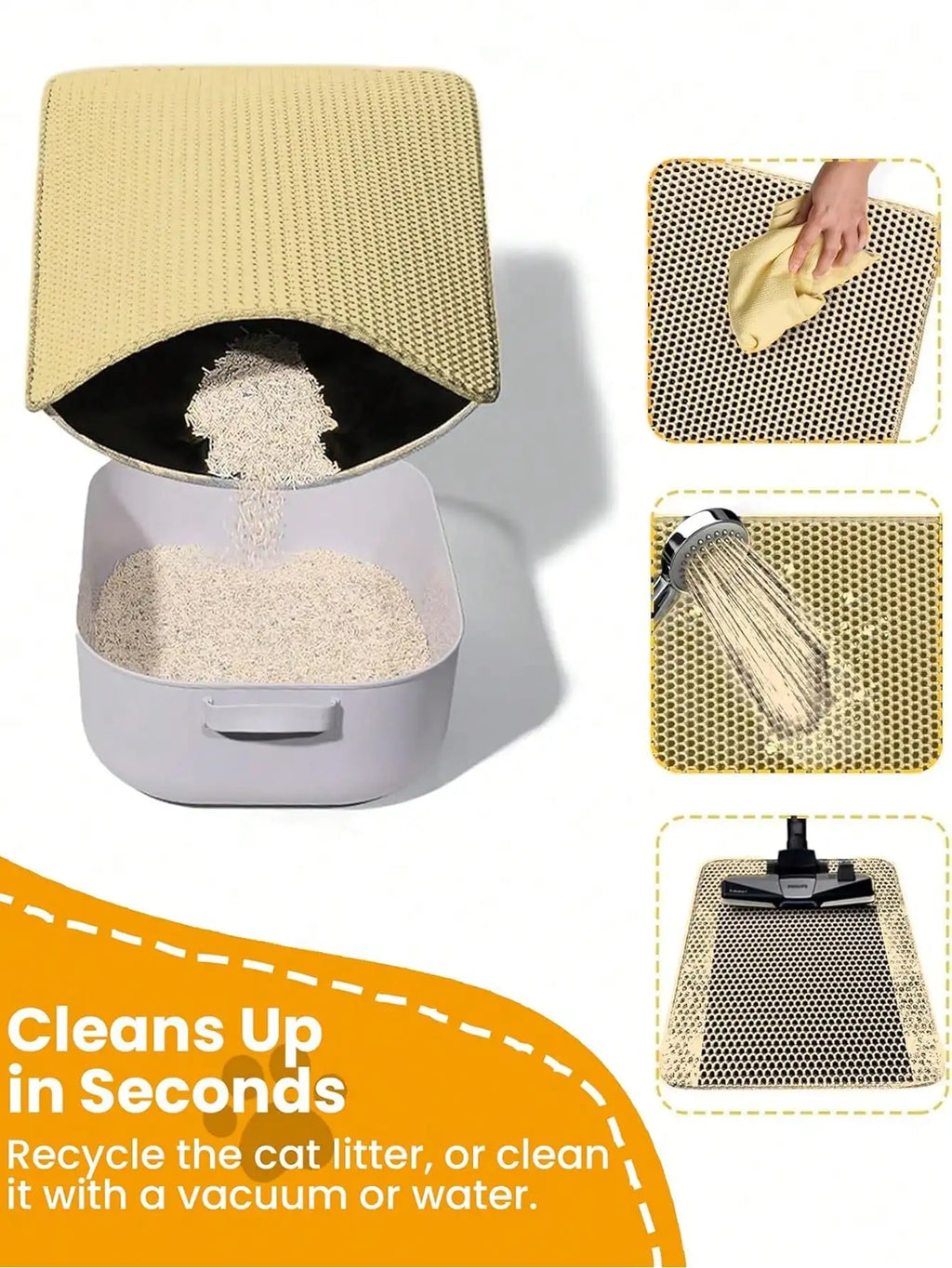 1pc Double-Layer Anti-Slip Waterproof Cat Litter Mat Litter Trapping