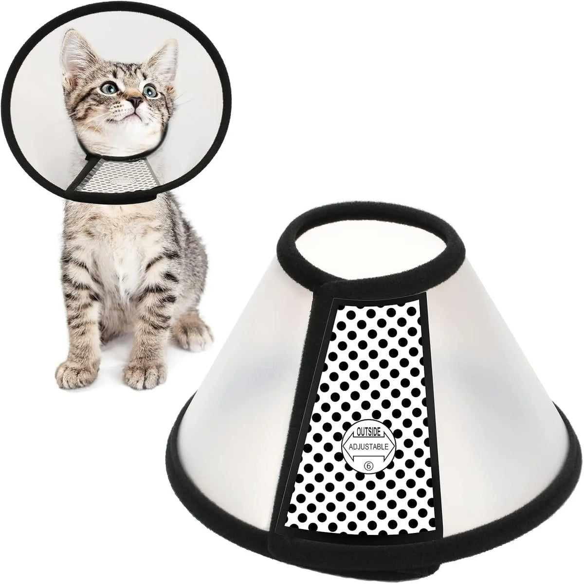 Adjustable Recovery Pet Cone E-Collar for Cats Kittens Rabbits, Plastic Protective Collar Wound Healing