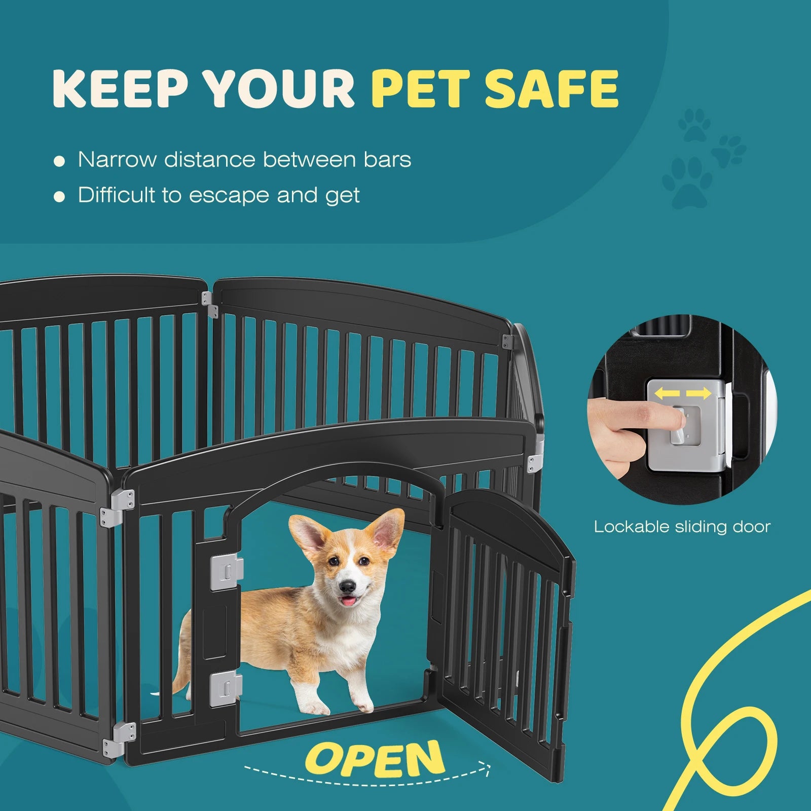 Plastic Dog Playpen 6 Panel 24IN Expandable Durable Pet Fence for Medium Dogs Indoor Outdoor Folding Portable Playpen