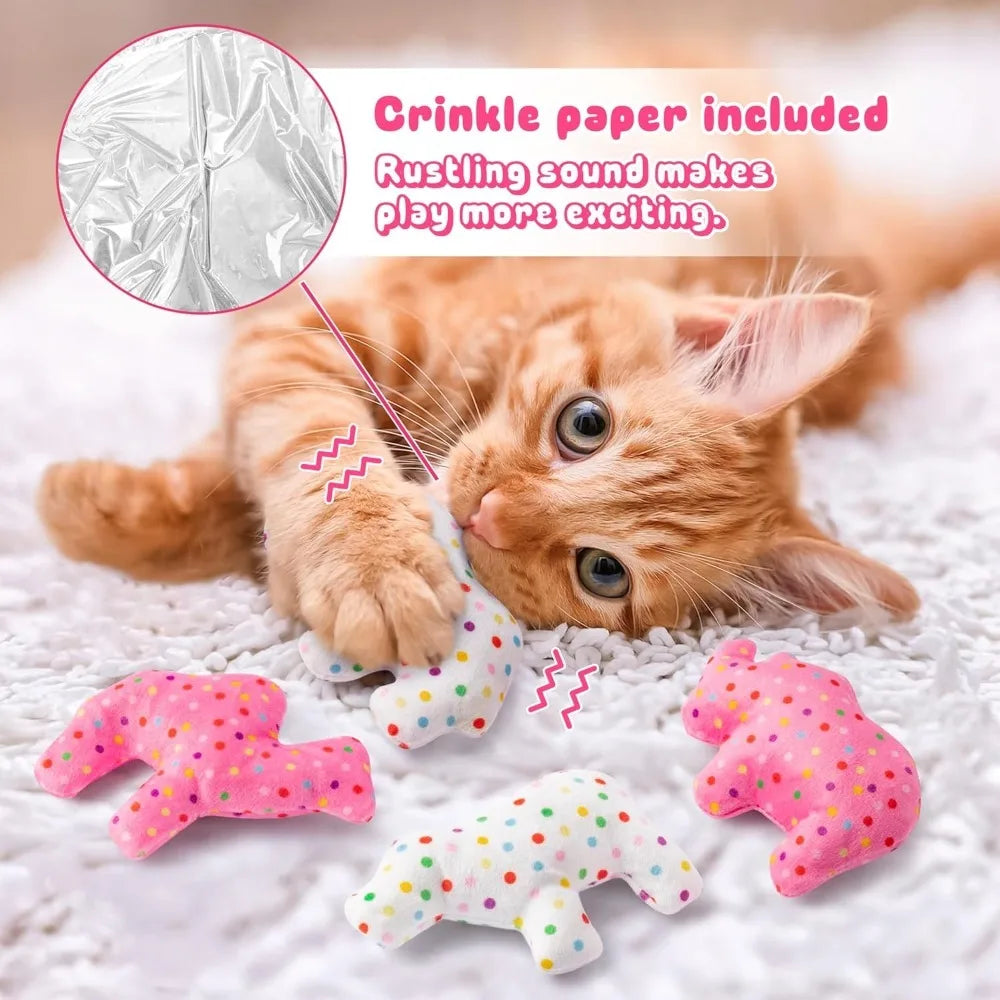 6Pcs Frosted Animal Cookie Catnip Crinkle Paper Sound Toys