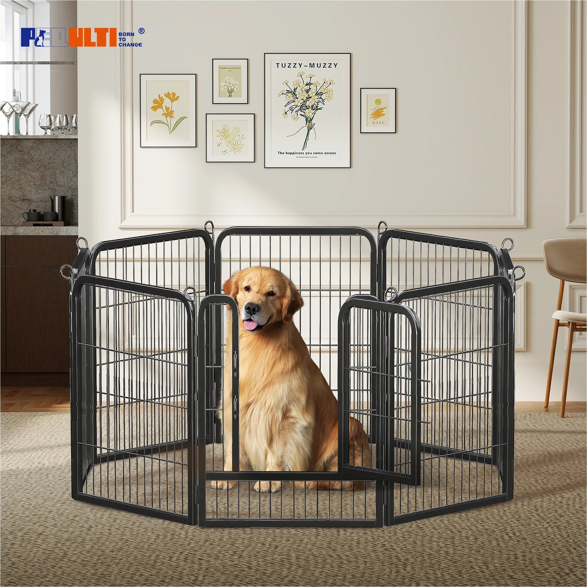 Heavy-Duty Metal Playpen – 24"/32"/40" Options, 8/16 Panels, Ideal for Indoor Use & Outdoor