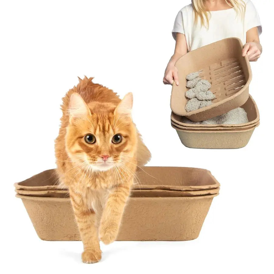 Set of 2 Litter Boxes 1 Sifting Liner Disposable Sifting Cat Litter Box Jumbo, 3 Count, Durable and Portable for Travel