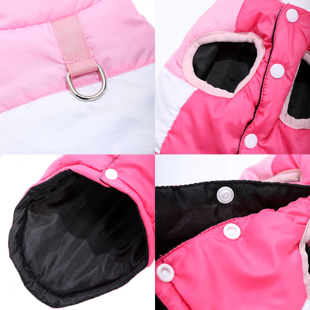 Dog Jacket Winter Windproof Warm Coat With D-Ring For Small Medium Dog Puppy