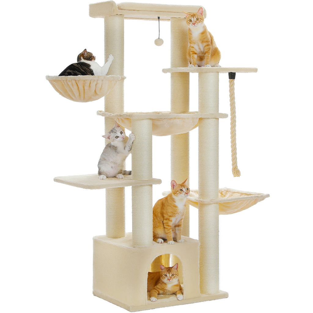 Large Cat Tree for Big Cats with Several Levels Climbing Tree with Hammock 11 Sisal Posts Large Perch