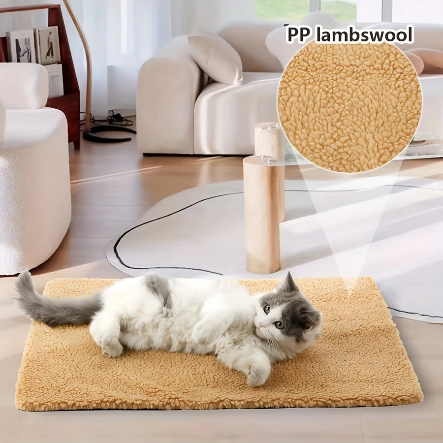 Self-Warming Pet Pad Blanket, Electric-Free Thermal, Anti-Slip for Cats Dogs Winter Warmth Heat Reflecting Core Pad