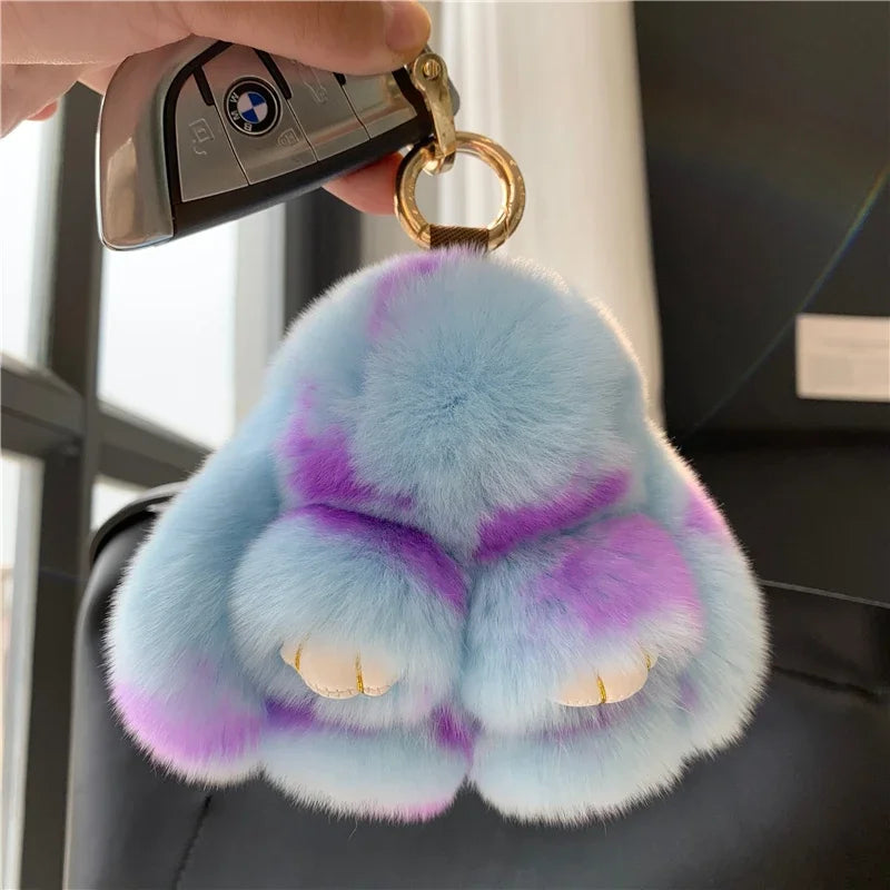 Cute Plush Pom Pom  Bunny Keychain